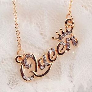 Rose Gold Queen Necklace with Crystals